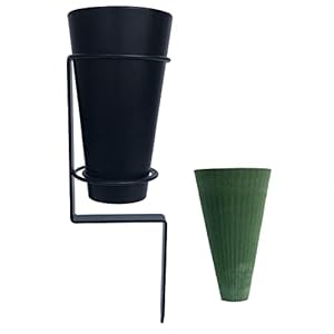 Cemetery Flower Vase with Stake, Grave Vase with Floral Foam，Grave vases for Cemetery in ground,Black