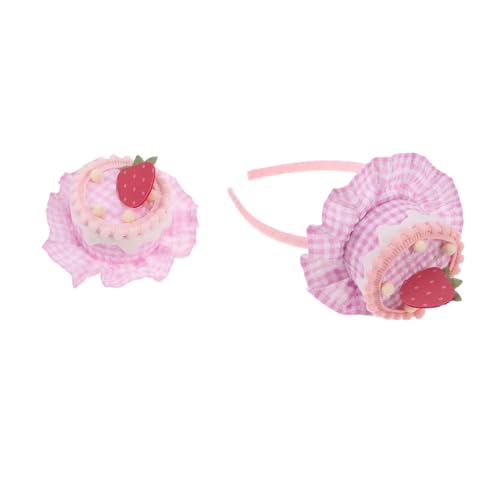 Serrage-tête gâteau anniversaire rose et pinces à cheveux fraise filles