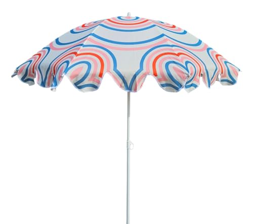 Meinposten Sonnenschirm Strandschirm UV 30+ Balkonschirm grün blau Kreise Streifen (Blau)