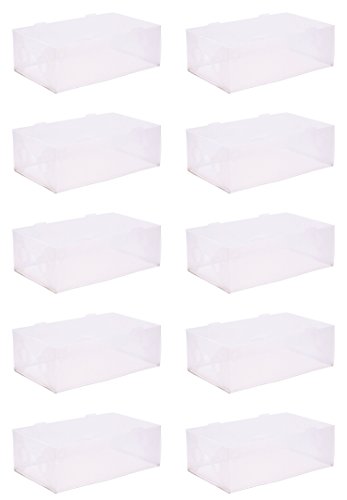 Home Zone - 10 unidades para mujer transparente con forma de zapato de cajas para almacenaje con Slide en/out cajones (WL sports)