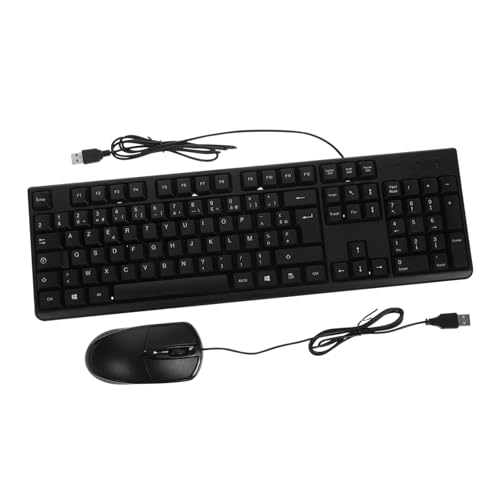 Vaguelly Combo De Teclado y Ratón con Cable USB Teclado Francés para Ordenador Diseño Moderno y Funcionalidad para Oficina y Hogar