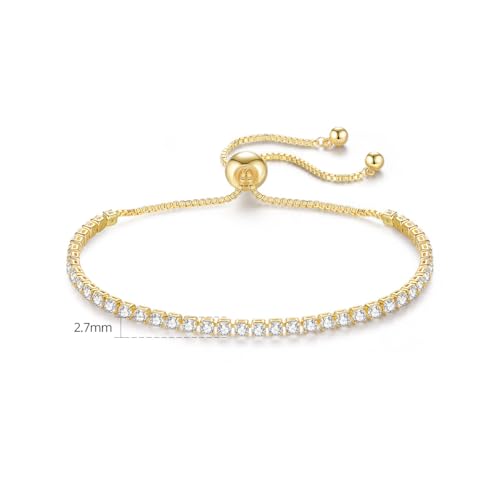 Round Moissanite Tennis Bracelet in 10K Gold, Adjustable, Ideal Wedding or Birthday Gift for Her2