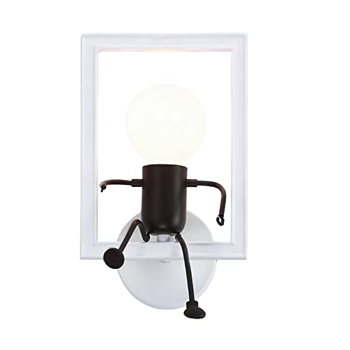 RUIBO Lampada da Parete Umanoide Creativa, Applique da Parete Art Deco, Lampada da Parete Interna Moderna per Camera da Letto, Camera dei Bambini, Corridoio, con Luce Bianca E27