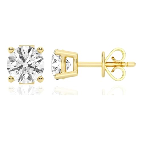 0.50-2.00 Carat Certified Lab Grown Diamond Studs Earrings 14k White/Yellow Gold 4 Prong Push Back Jewelry Gift Box Packaging (E-G Color, VS1-VS2 Eye Clean Clarity)