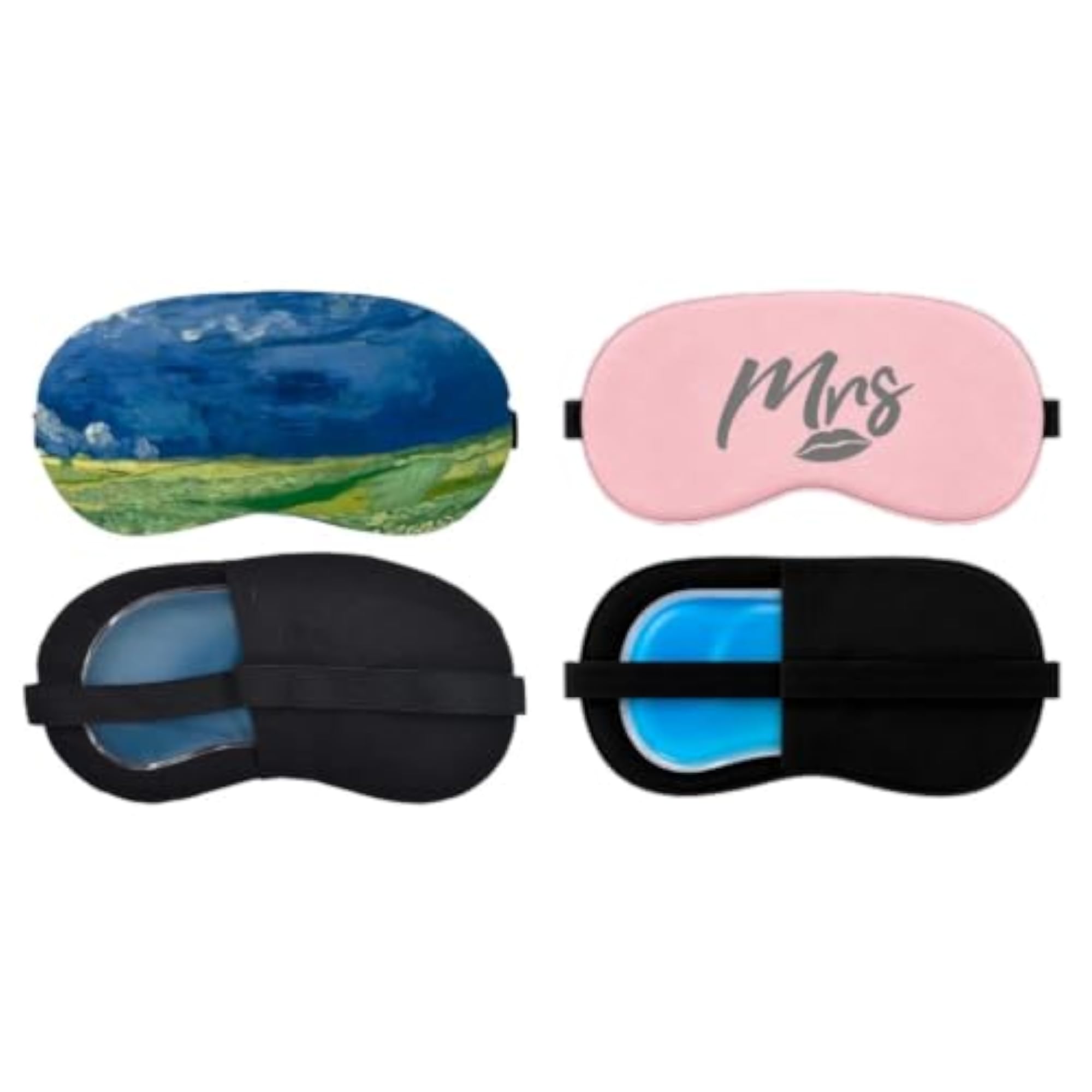 Sleeping Eye Mask Combo Pack of 2, Ocean Wave & Pink Mrs