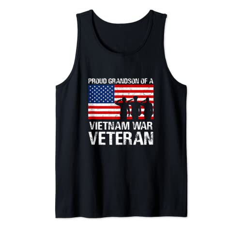 Hombre Regalo familiar militar orgulloso nieto de Vietnam veterano Camiseta sin Mangas