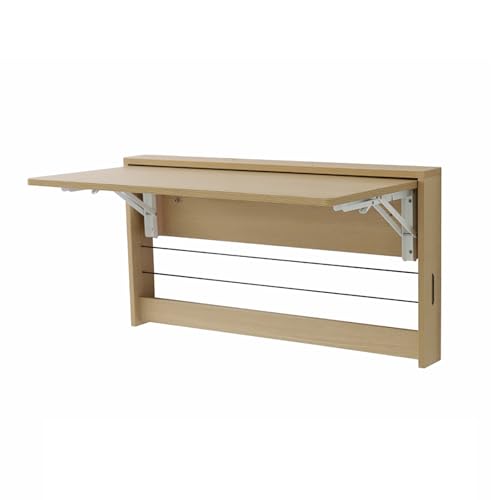Bureau mural peu encombrant en bois massif avec rangement table pliante