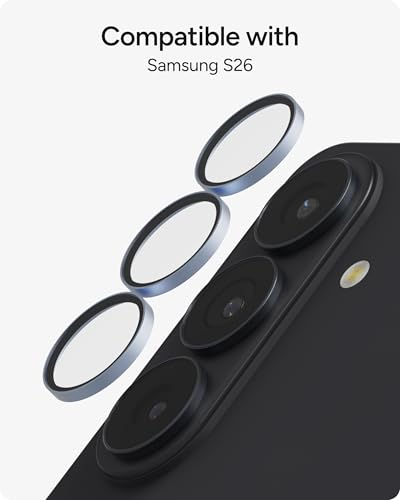 Image of ZAGG Glass Elite Samsung Galaxy S26 Camera Lens Protector - Blue, Anti-Reflective, 5X Stronger Impact & Scratch Resistant Aluminosilicate Glass - Easy Installation, Smudge-Free Surface