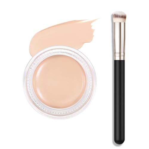 Kaely Pot Concealer Full Coverage Set, Under Eye Brightener Color Correcting Concealer for Dark Circles, Waterproof Foundation Face Makeup Brush Kit, Eye Ring Corrector de ojeras, 04 Light