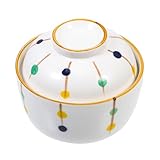 Mobestech Schmortopf aus Keramik Lebensmittelbehälter Suppenschüssel Suppentopf Deckel Kochen küchenarmatur kitchen accessories steameggs küche accessoires Eintopfschale Keramikgeschirr Weiß