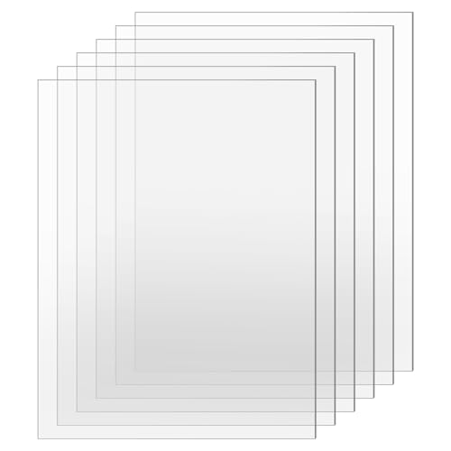 Image of TKOnline 6 PCS Plexiglass Sheets, 8.5 inch x 11 inch x 0.04 Clear PET Sheet Panels, Clear Acrylic Plastic Sheet for Picture Frame, Invitations, Poster Frames Plastic Board