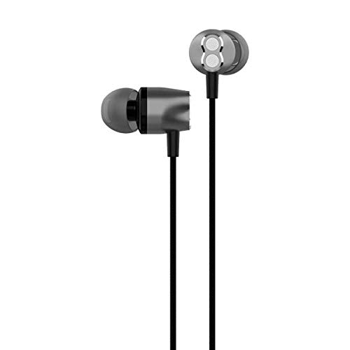 Tessco (CH-235) Wired Earphones with Extra Bass, Noise Canceling Support, Built-in Mic & Volume Control (Silver)