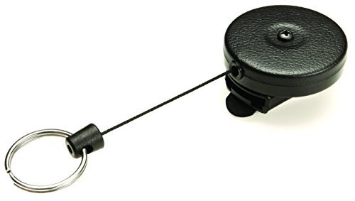 KEY-BAK #484B-HDK Retractable Reel with 48 inch (122 cm) Kevlar Cord, Black Front, Removable Swivel Belt Clip, 8 Ounce Retraction, Split Ring by Key-Bak