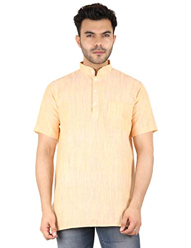 Image of LATEST CHIKAN Men's Cotton Regular Casual Strped Short Kurta Half Sleeves - (SK-LJ.DS.AS)