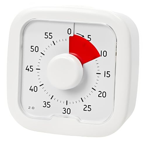 Kamiqiou タイマー 勉強 0~60分間 ポモドーロタイマー 学習 知育時計 じっかんタイマー こども 時っ感 ビジュアル 無音 キッチン オフィス 家庭 学校適用 ホワイト