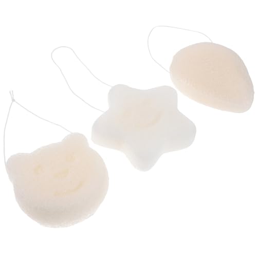 Ciieeo Esponjas Faciales y Corporales para Limpieza y Exfoliación, 3 Unidades Formas de Estrella, Oso y Gota, Material Flexible para Baño, Ducha y Cuidado Piel Diaria