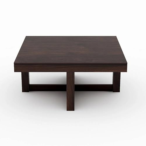 Image of Solid Sheesham Wood Coffee Table with 4 stools for Living Room New CNC Design Center Table | Hotel | Lounge | Walnut