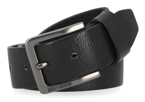Harley-Davidson Men's Embossed H-D Logo Genuine Leather Belt - Matte Black (32)