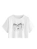 SweatyRocks Women's Loose Summer Short Sleeve Graphic Print Crop Top T-shirt White S