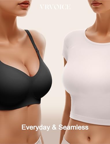 Image of Wireless Bras for Women Jelly No Underwire Push Up Seamless Comfort Full Coverage Supportive Soft Everyday Tshirt Bra