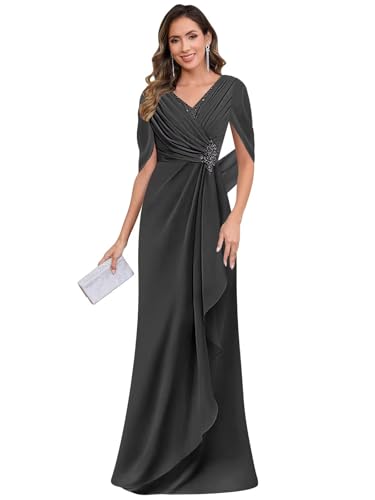 Lace Applique Mother of The Bride Dresses Formal Mermaid V Neck Long Evening Gowns with Cape