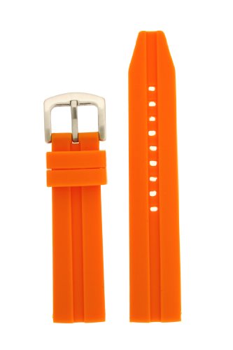 Watch Band Silicone Rubber Heavy Orange Strap Waterproof Stainless Buckle 22 millimeters