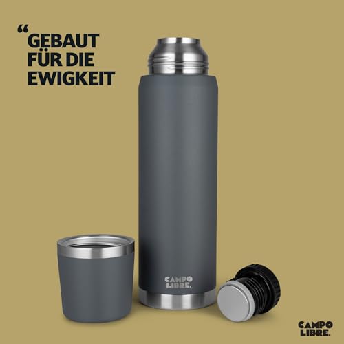 Campo Libre. Jaco® I Thermos Flask 1 Litre & 750 ml I Thermos with Cup I Our Thermos Flask Keeps Hot for at least 24 Hours I Insulated Jug with High-Quality Double Wall Insulation is 100% Leak-Proof
