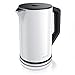 arendo - Bollitore Acqua Elettrico in Acciaio Inox - Modello Elegant - 1,5 Litri - 2200 W - Regolazidone della Temperatura da 40 a 100°C - Design a Parete Doppia - Polar White