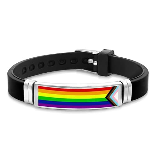 Generic Rainbow Bracelet 2 Pack, Stainless Steel & PU Leather, LGBTQ Pride Wristbands, Adjustable, Perfect for Pride Month Gifts2