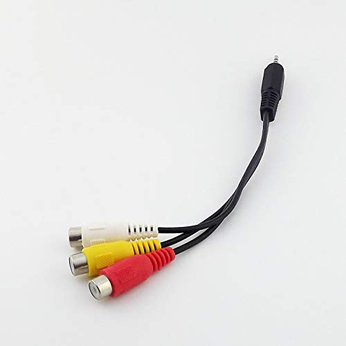 2 cables adaptadores de audio y vídeo AV macho de 2,5 mm a 3 conectores RCA hembra, níquel