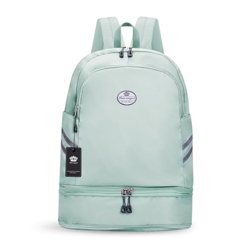 HUA ANGEL Travel Backpack for Women Foldable Outdoor Sports Gym Backpack with Shoe Compartment Wet Pocket Waterproof Casual Daypack Waterproof Anti Theft for Fitness Yoga Dancing