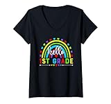 Photo Gallery donna hello 1st grade teachers boys kids students back to school maglietta con collo a v Photo Gallery donna hello 1st grade teachers boys kids students back to school maglietta con collo a v