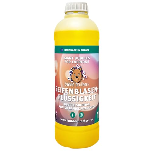 Bubble Brothers Líquido de bolhas de 1 litro: garrafa de recarga para bolhas de sabão gigantes e bolhas de sabão, pronto a usar, para crianças e adultos, aniversários, festas e exteriores