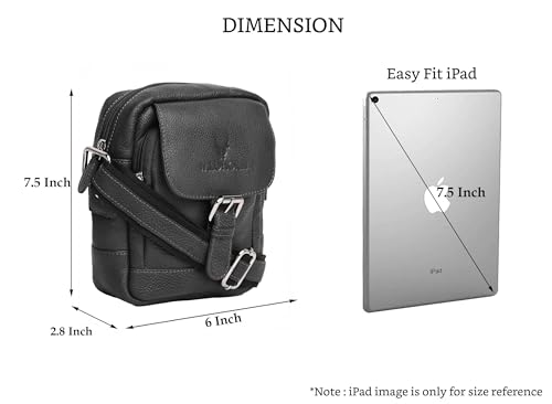 WildHorn Genuine Leather Mini Sling Bag for Men | Compact, Durable & Stylish | Buckle Closure | Front Zip Pocket | 1-Year Warranty