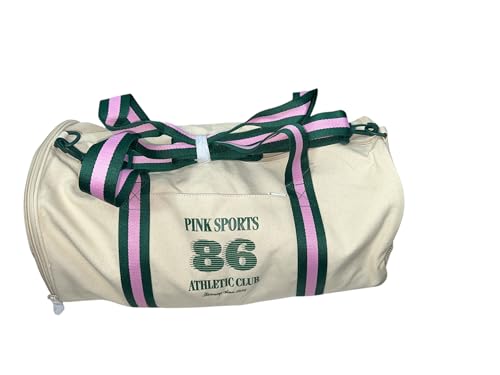 Victoria's Secret Bolsa esportiva de lona rosa cor bege nova