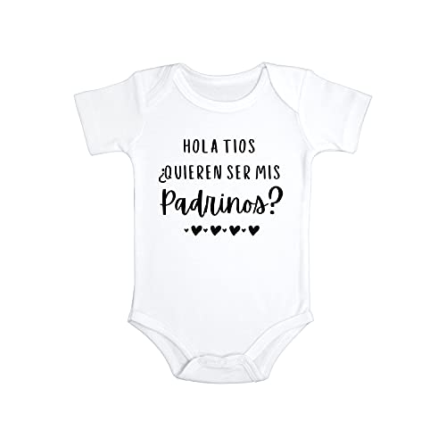 Hola Tios Quieren Ser Mis Padrinos Baby Bodysuit | Auntie & Uncle | Baptism Jumpsuit | Godparents (12 Months)