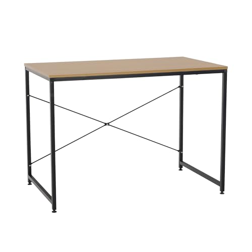 nabbi Schreibtisch 100x60 cm - Industriell Stil Computertisch, Schwarzer PC Tisch mit Holzoptik, Möbel für Arbeitszimmer & Büro, Bürotisch Klein, Modern, Einfaches Design in Schwarz, Desk MELLORA