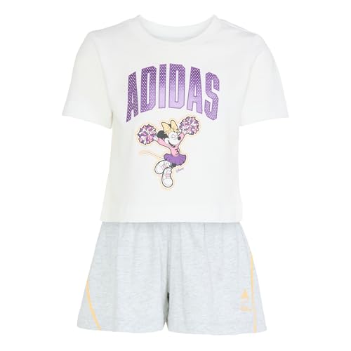 adidas Bambine e ragazze DISNEY MINNIE MOUSE T-SHIRT SET, white/Semi Ice Tangerine, 5-6 Years
