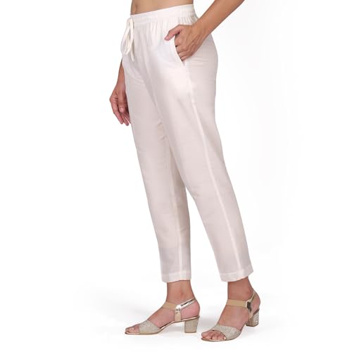 Image of Trouser Pants for Women,Stylish Trousers for Woman for Kurti Relaxed & Regular Straight fit Palazzo,Ethnic Bottom Formal Pants for Women Office wear Casual & Daily Use