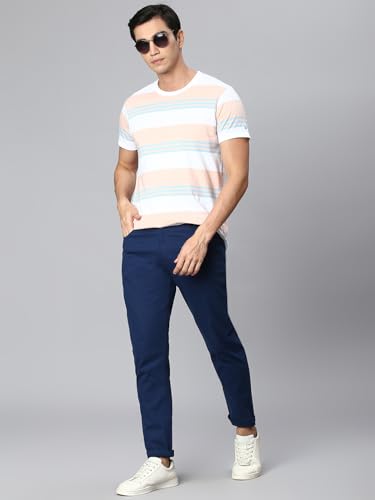 Image of Hubberholme Men's Tapered Fit Cotton Trousers, Ankle Length Button Closure Chinos
