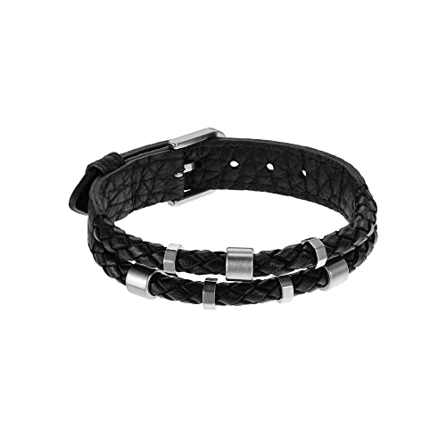 FOSSIL Herren Machine Schwarze Edelstahl Uhr und Bronson Silberfarbener Armband, Set