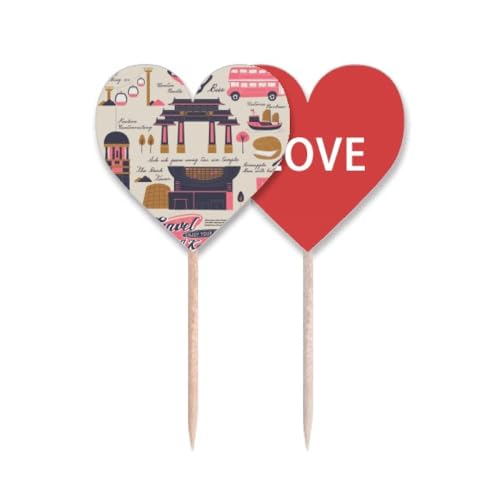 Pic cupcake drapeau Hong Kong en forme de coeur pour décoration de fête - 2