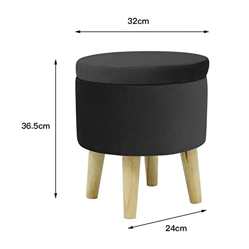 Pouf Contenitore Rotondo Creativo, Sgabello ottomano in Velluto con Coperchio, Contenitore e piedin