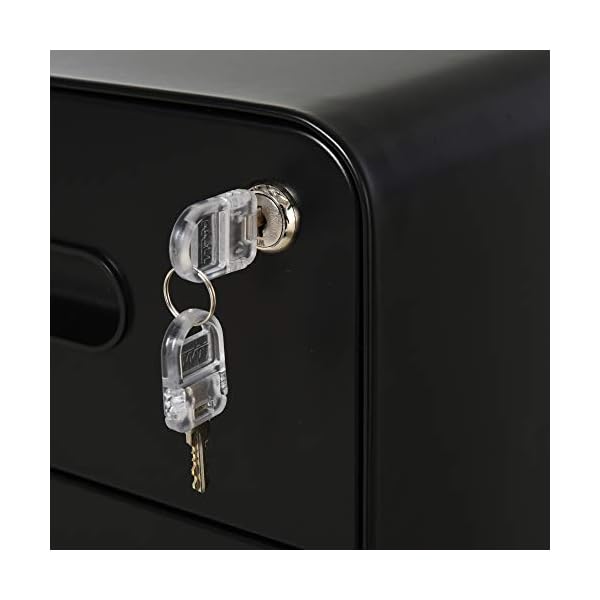 Vinsetto Fully Assembled 3-Drawer Mobile File Cabinet Lockable All-Metal Rolling Vertical File Cabinet - Image 8