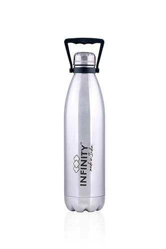 Image of Infinity Ace Vacuum Insulated Stainless Steel Bottle | 24 Hrs Hot & Cold | for Office | Travel | Sports | College | School | 2200 ml Silver Shade | Leak Proof | Lightweight | Sleek Design |