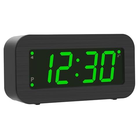 Timegyro Digital Alarm Clock Battery Operated - LCD/LED Display Switchable, Included DC Cable, Dual LED Brightness, Snooze, 12/24Hr Cover