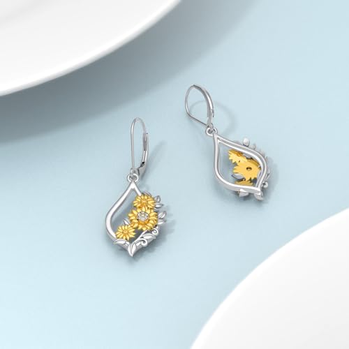 Diamond Flower Drop Dangle Earrings for Women 925 Sterling Silver Lab Grown Diamond Jewelry Gifts for Mom Wife Daughter Friend3