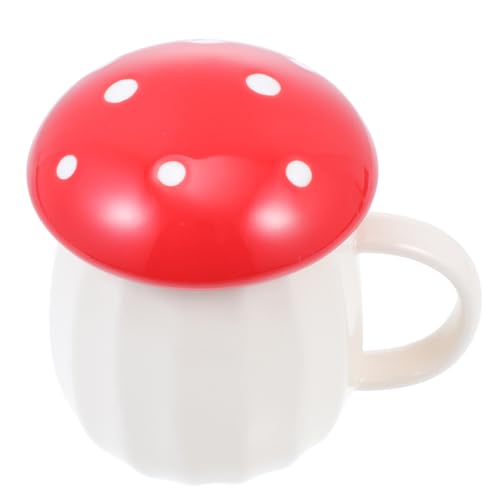 HEANUJJ Taza de Cerámica para Agua y Café Tapa, Diseño Original de Champiñón para Uso en Oficina y Hogar