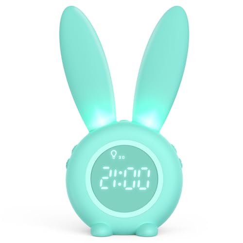 Homealexa Kinder Lichtwecker Cute Rabbit Kinderwecker Creative Nachttischlampe Snooze-Funktion, zeitgesteuertes Nachtlicht, Kindertagesgeschenk für...