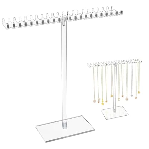 Srvauyea Colgador de Collares, Acrílico Soporte para Joyas, Soporte Pendientes Transparente, Expositor Pendientes, Organizador Collares con 42 Ganchos para Collares Pulseras Anillos Accesorios